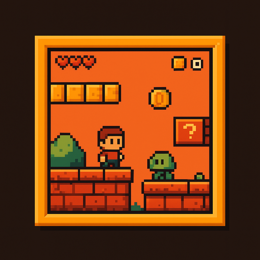 Close-up of pixel art game screen